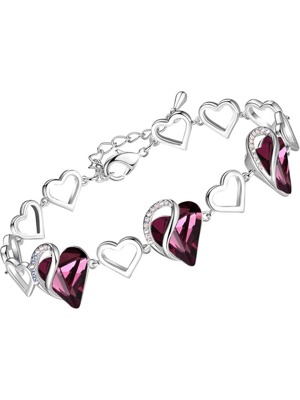 Women's Wine Heart Brass  Healing Stone Crystal Healing Stone Crystal Bracelet